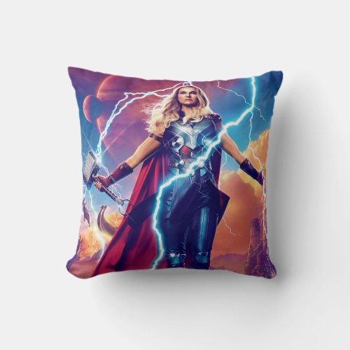 Mighty Thor on Mountain Top Throw Pillow