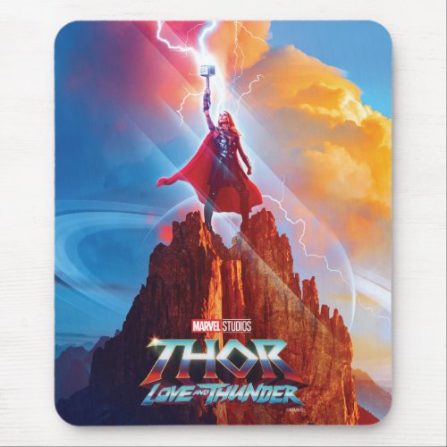 Mighty Thor on Mountain Top With Mjlnir Mouse Pad