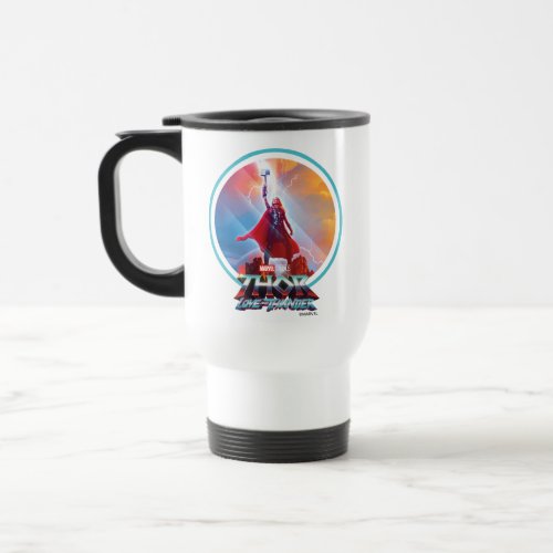 Mighty Thor on Mountain Top With Mjlnir Travel Mug