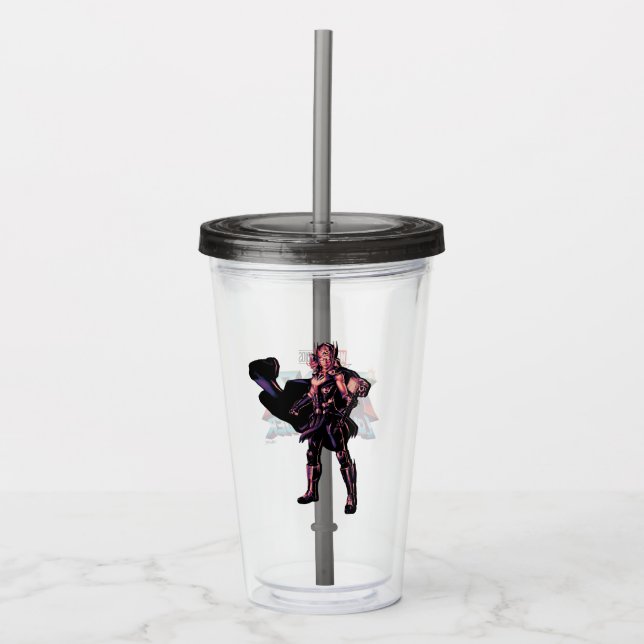 Mighty Thor Stylized Striped Character Graphic Acrylic Tumbler (Front)