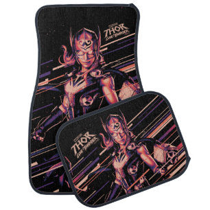 Mighty Thor Stylized Striped Character Graphic Car Floor Mat