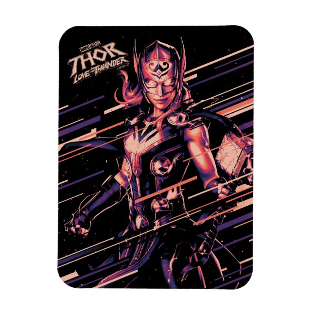 Mighty Thor Stylized Striped Character Graphic Magnet (Vertical)