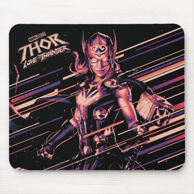 Mighty Thor Stylized Striped Character Graphic Mouse Pad (Front)