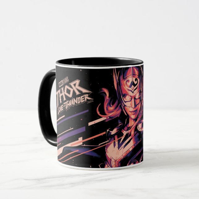 Mighty Thor Stylized Striped Character Graphic Mug (Front Left)