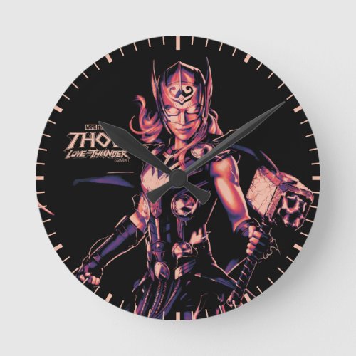 Mighty Thor Stylized Striped Character Graphic Round Clock