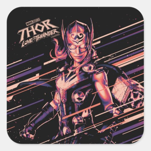 Mighty Thor Stylized Striped Character Graphic Square Sticker