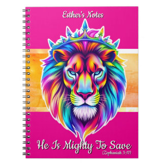 Mighty to Save - Custom Journal - Verse Lion Pink