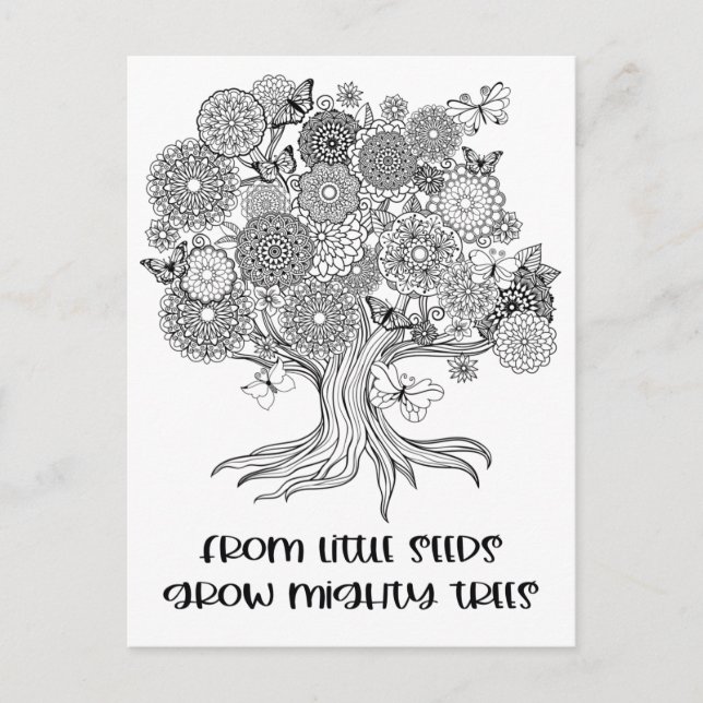 Mighty Trees Positivity Mindfulness Color Your Own Postcard (Front)