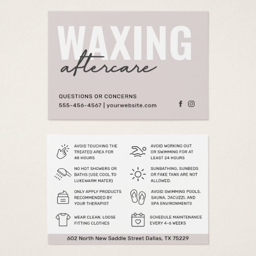  Mighty Waxing Aftercare Card Hair Removal Card