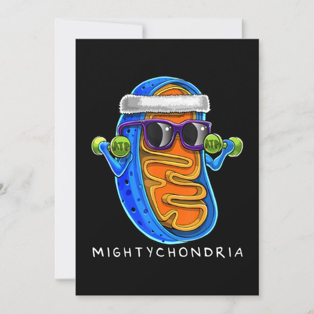 Mightychondria Cellular Biology Science Teacher Holiday Card (Front)