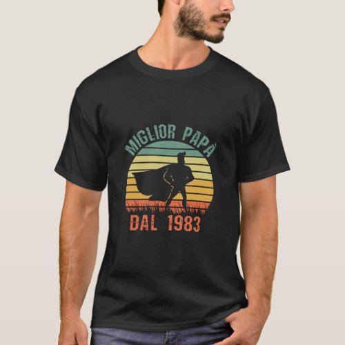 Miglior Pap Dal 1983 Compleanno Padre Retro Vinta T_Shirt