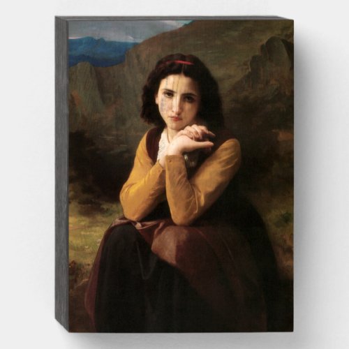 Mignon Beautiful Adolescent Girl by Bouguereau  Wooden Box Sign