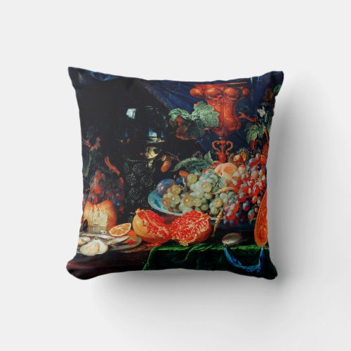 Mignon _ Fruits and Oysters fine art painting Throw Pillow