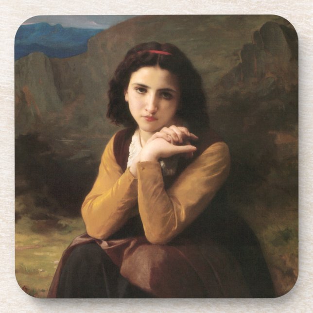 Mignon Innocence of Adolescent Girl, Bouguereau  Beverage Coaster (Front)