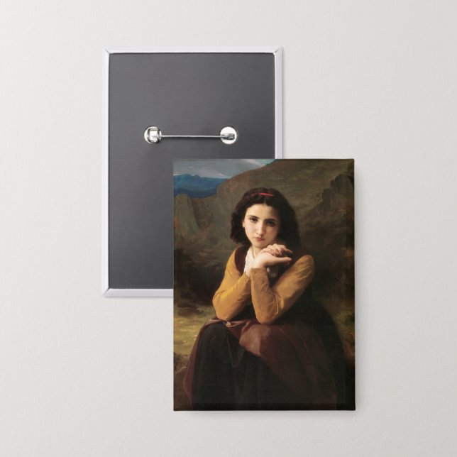 Mignon Innocence of Adolescent Girl, Bouguereau  Button (Front/Back)