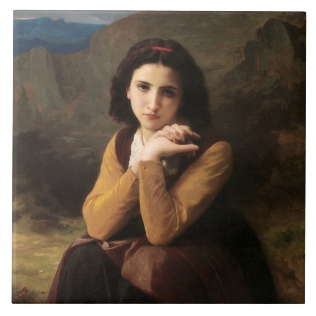 Mignon Innocence of Adolescent Girl, Bouguereau  Ceramic Tile (Front)