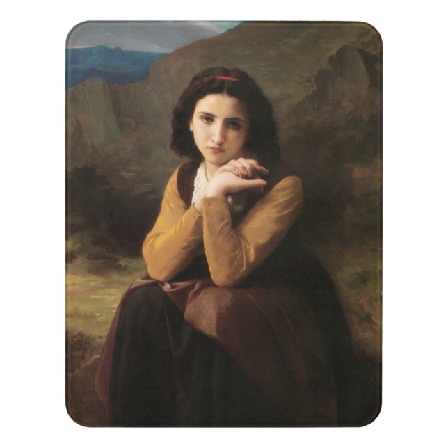 Mignon Innocence of Adolescent Girl, Bouguereau  Door Sign (Contemporary Vert)