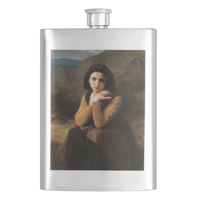 Mignon Innocence of Adolescent Girl, Bouguereau  Flask (Front)