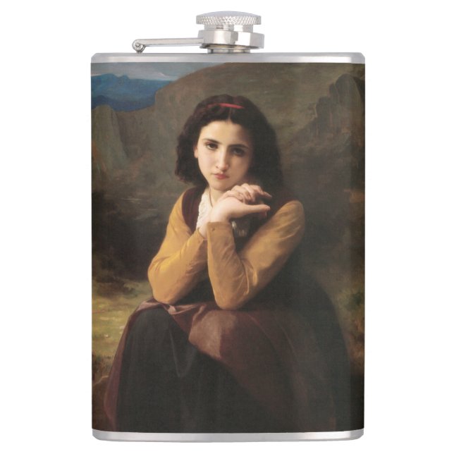 Mignon Innocence of Adolescent Girl, Bouguereau  Flask (Front)