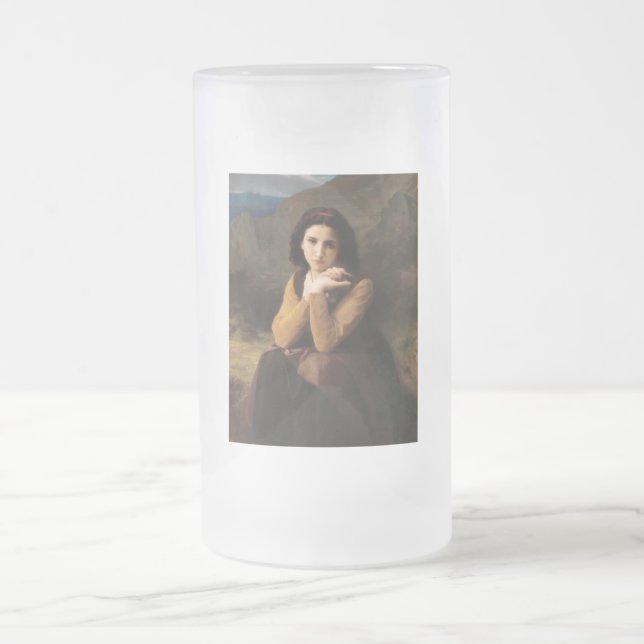 Mignon Innocence of Adolescent Girl, Bouguereau  Frosted Glass Beer Mug (Center)