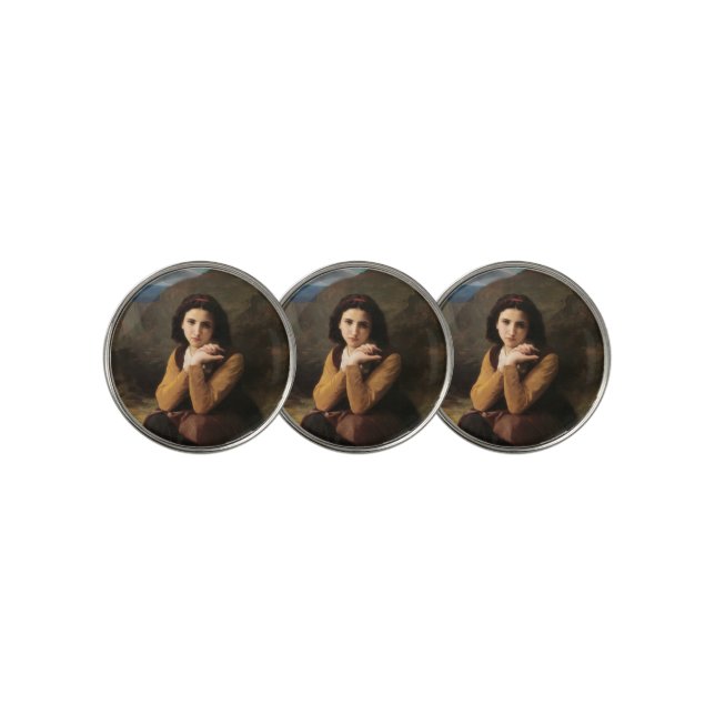 Mignon Innocence of Adolescent Girl, Bouguereau  Golf Ball Marker (3 Up)