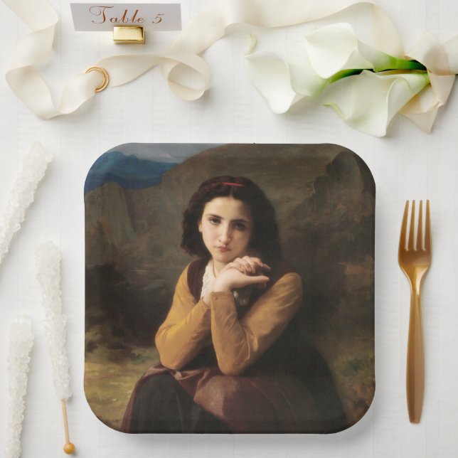 Mignon Innocence of Adolescent Girl, Bouguereau  Paper Plates (Wedding)