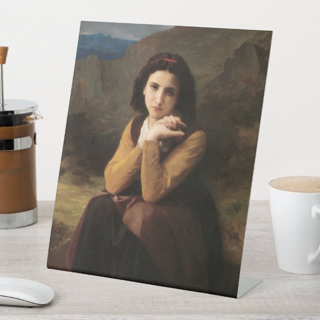 Mignon Innocence of Adolescent Girl, Bouguereau  Pedestal Sign (In SItu)