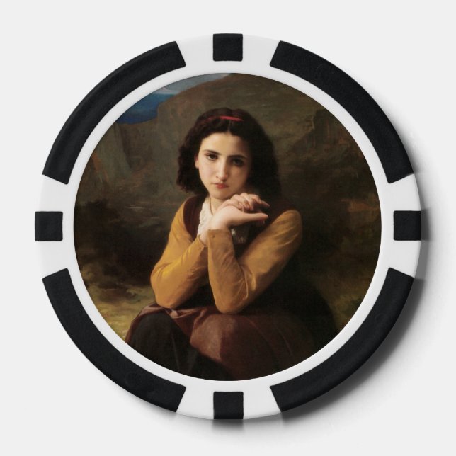 Mignon Innocence of Adolescent Girl, Bouguereau  Poker Chips (Front)