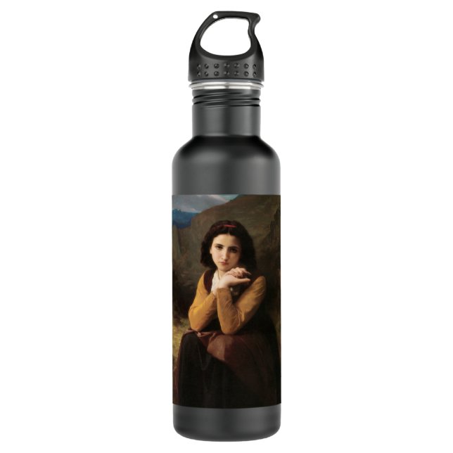 Mignon Innocence of Adolescent Girl, Bouguereau  Stainless Steel Water Bottle (Front)