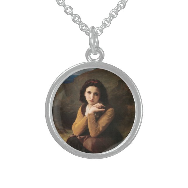 Mignon Innocence of Adolescent Girl, Bouguereau  Sterling Silver Necklace (Front)