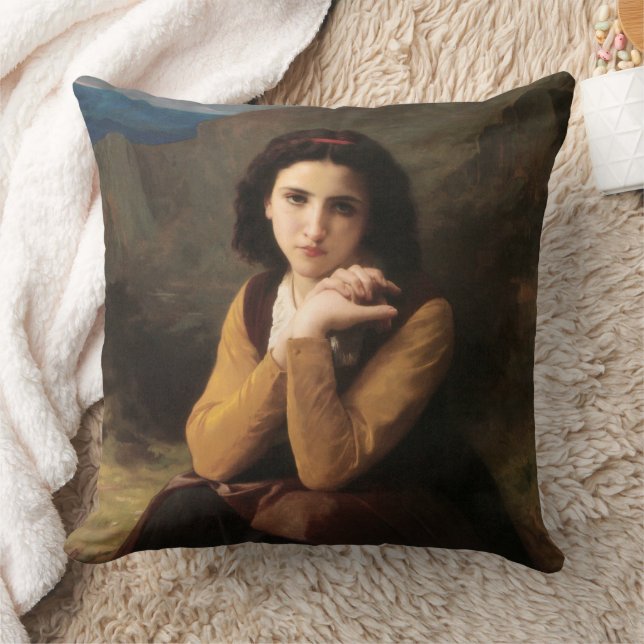 Mignon Innocence of Adolescent Girl, Bouguereau  Throw Pillow (Blanket)