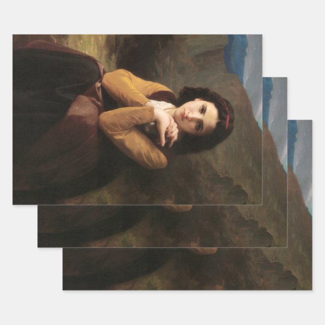 Mignon Innocence of Adolescent Girl, Bouguereau  Wrapping Paper Sheets (Set)