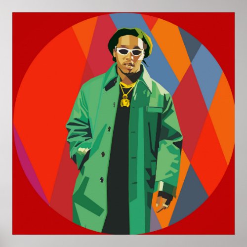 Migos Takeoff Rapper Abstract art Poster
