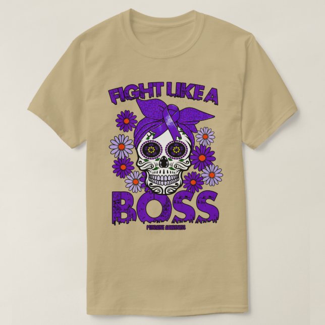 Migraine Awareness fight like a boss T-Shirt (Design Front)