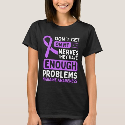 Migraine Awareness Nerves Purple Ribbon T_Shirt