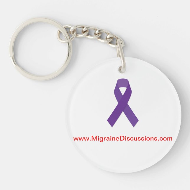 Migraine Discussions Purple Ribbon Keychain (Front)
