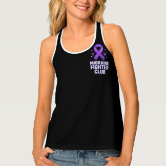 Migraine Fighter Club Tee- Purple Awareness Ribbon Tank Top