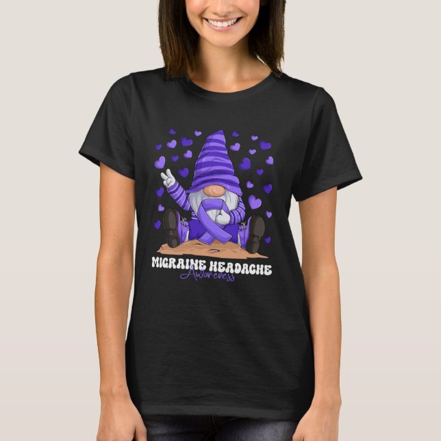 Migraine Headache Awareness Month Purple Ribbon Gn T-Shirt (Front)