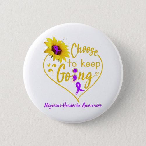 Migraine Headache Awareness Month Ribbon Gifts Button