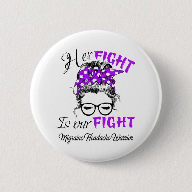 Migraine Headache Awareness Month Ribbon Gifts Button (Front)