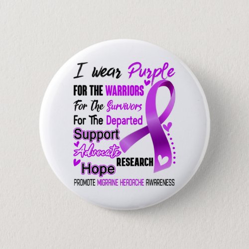 Migraine Headache Awareness Month Ribbon Gifts Button