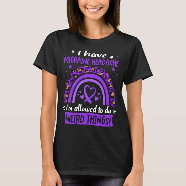 Migraine Headache Awareness Ribbon Support Gifts T-Shirt (Front)