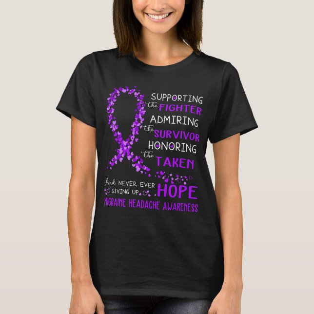Migraine Headache Warrior Supporting Fighter T-Shirt (Front)