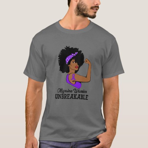 Migraine Warrior Unbreakable Strong Woman Arm Stre T_Shirt