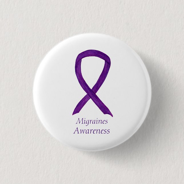 Migraines Awareness Ribbon Custom Pin (Front)