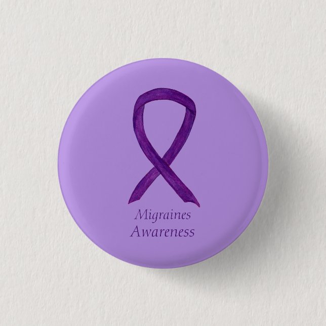 Migraines Awareness Ribbon Custom Pin (Front)