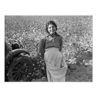 Migrant Worker in Cotton Field by Dorothea Lange Photo Print