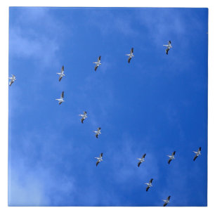 Migrating birds ceramic tile