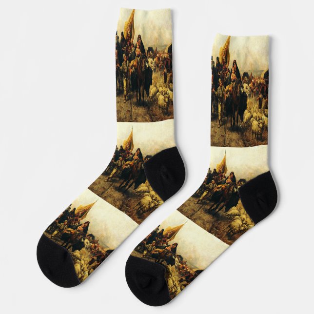 Migration of the Serbs by Paja Jovanovic Fine Art Socks (Left)