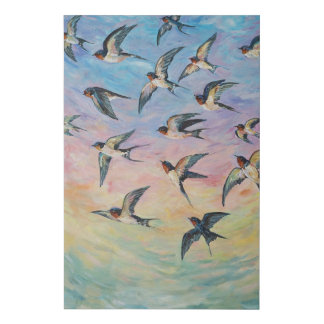 Migratory birds art faux canvas print